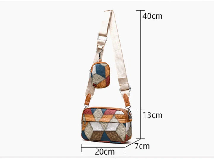 Retro-inspired satchel bag with contrasting black and yellow colour design, made of premium PU leather material