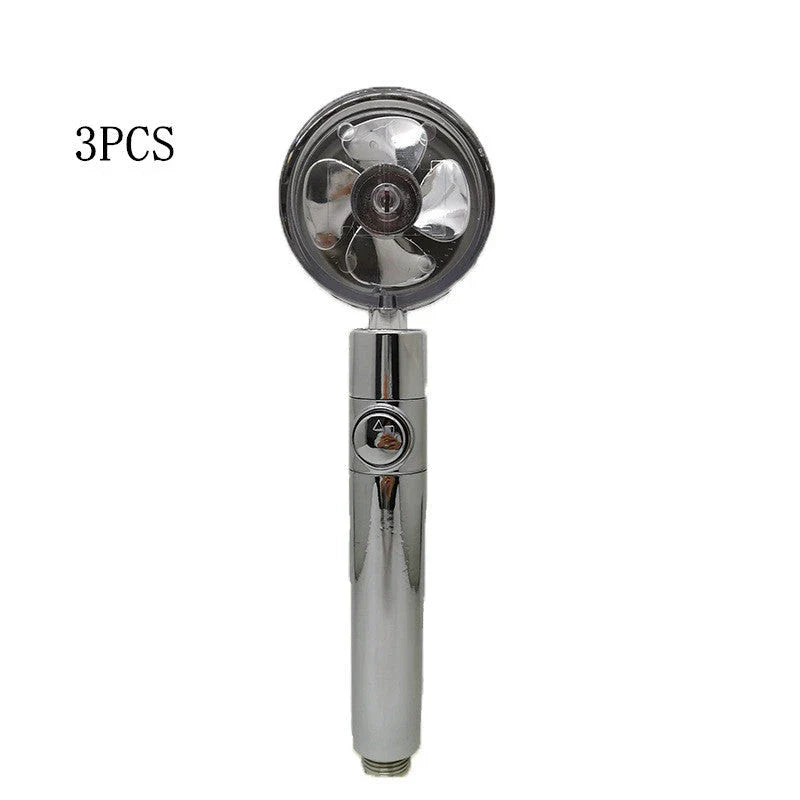 A high-pressure shower head with a stop button, cotton filter, and powerful water pressure for a luxurious bathing experience.