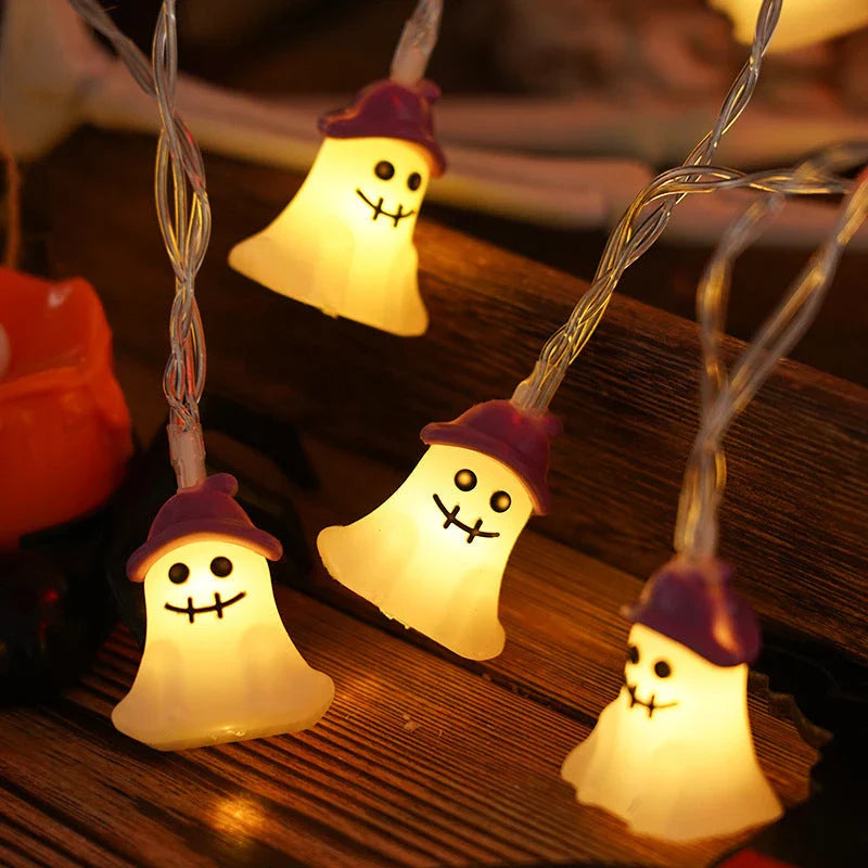 Cozy Halloween Lighting Chain with Pumpkins, Ghosts, and Bats creates a warm, festive glow for your home decor