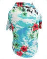 Chic summer dog shirt in vibrant tropical prints, made of breathable chiffon fabric for comfort