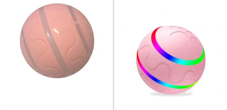 Automatic rotating cat toy in orange, yellow, and pink with USB charging