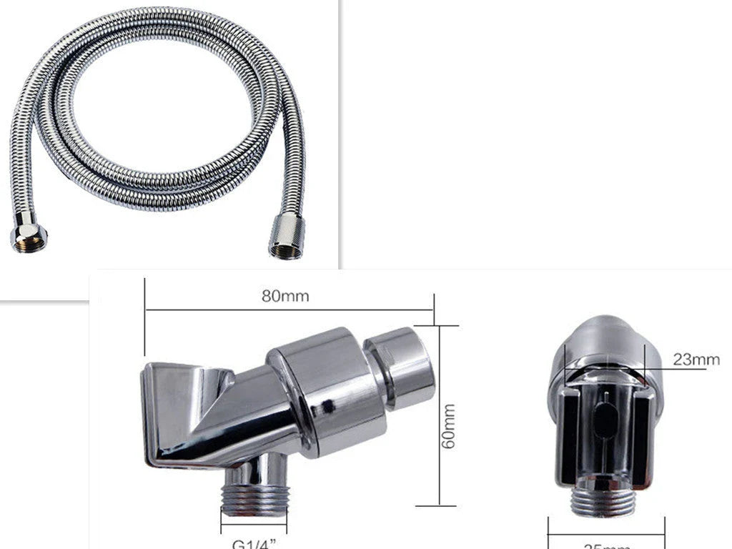 A high-pressure shower head with a stop button, cotton filter, and powerful water pressure for a luxurious bathing experience.
