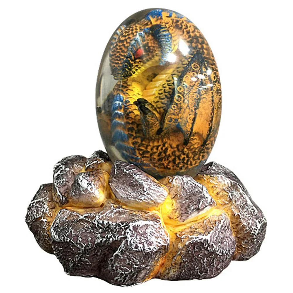 A crystal-clear resin dragon egg decor with a realistic 'lava dragon' design, perfect for fantasy and fossil enthusiasts.