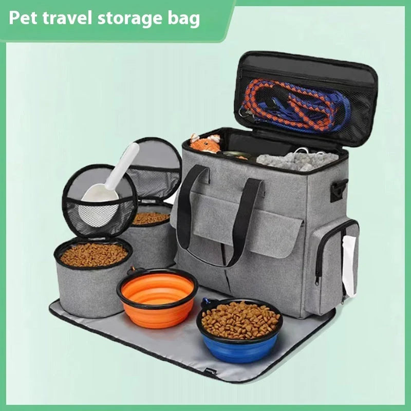 Grey dog travel backpack with removable divider and multiple carrying options