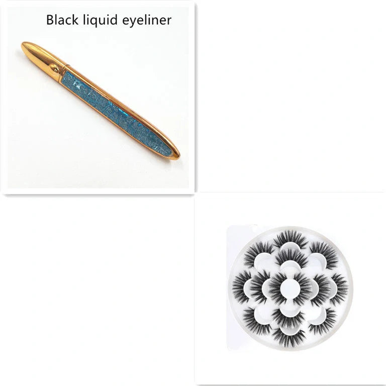 Premium self-adhesive eyeliner and false lash set in various shades