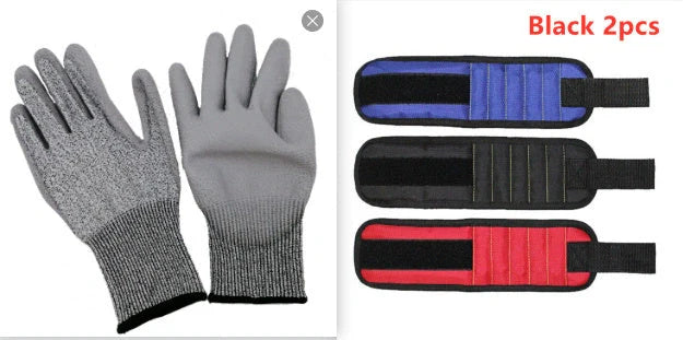A 15-slot magnetic wristband made of durable nylon with powerful embedded magnets for organising and holding small tools and fasteners.