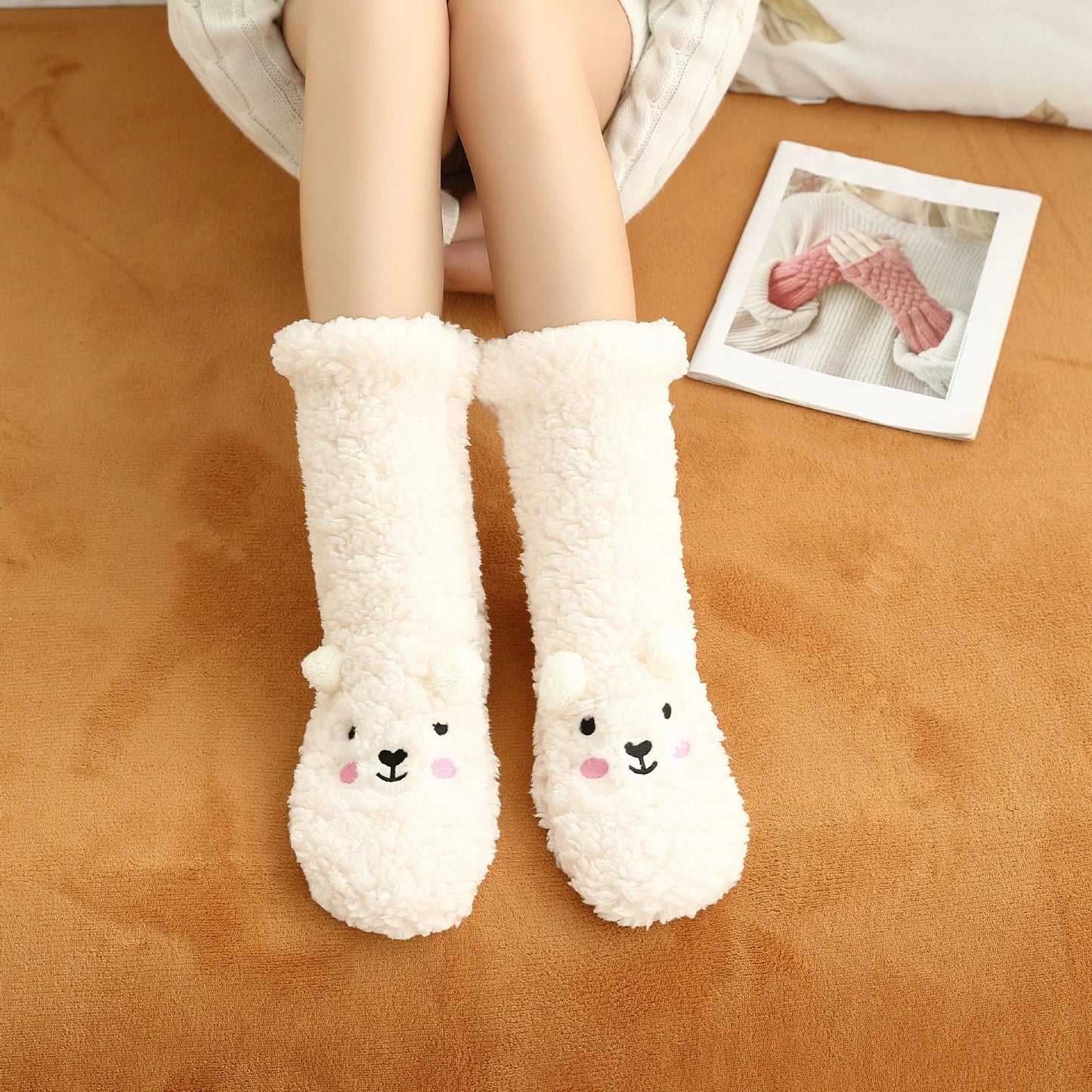 Cozy winter socks with soft, plush coral fleece lining for maximum comfort and warmth
