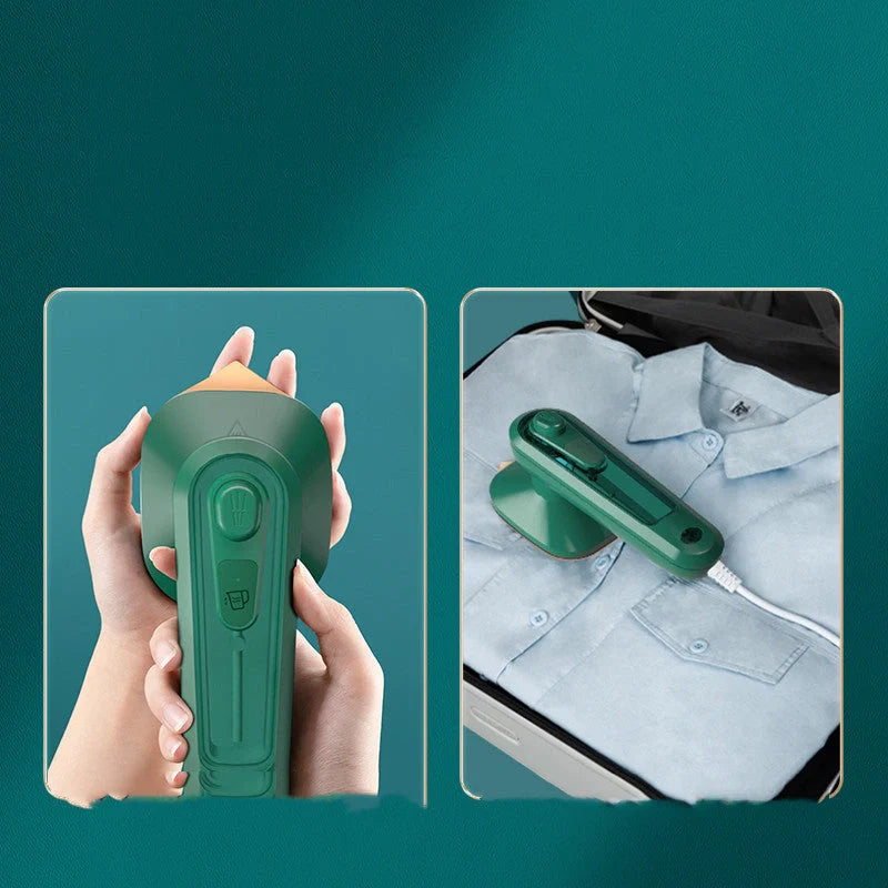 Handheld portable garment ironing machine with super large titanium panel in dark green