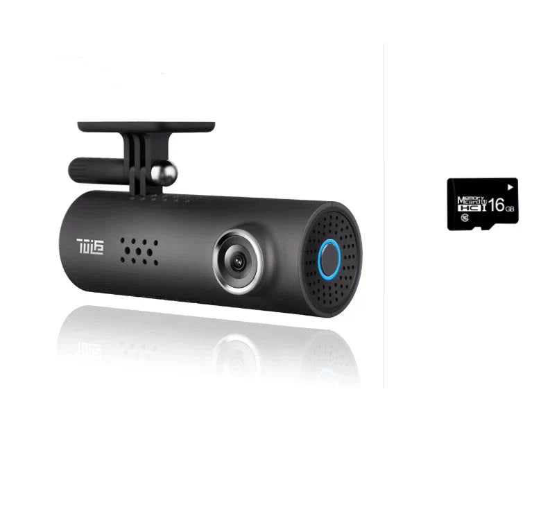 Premium dash cam with voice controls, 1080p FHD recording, and wide-angle lens