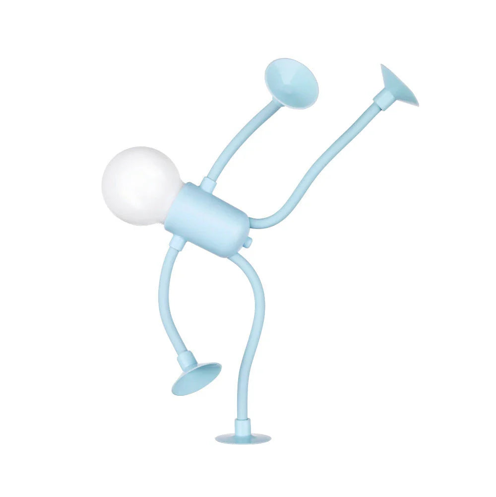 Posable sportsman night light with suction cup for versatile desk lamp placement