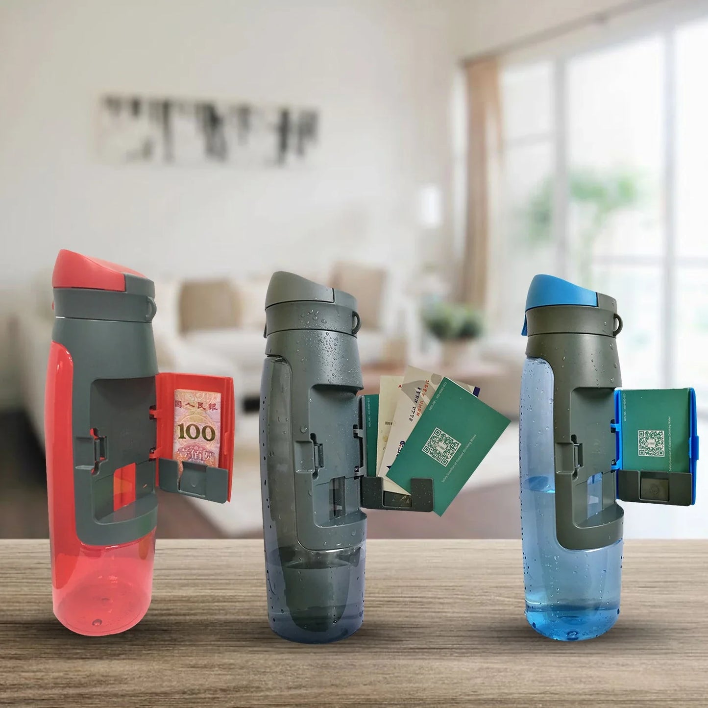 Secure Stash Water Bottle with hidden compartment for storing valuables, perfect for commuting, travel, and outdoor activities
