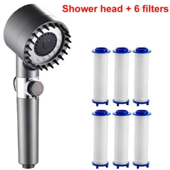 Premium 3-mode high-pressure shower head with detachable filter, made of durable ABS material for a relaxing and refreshing shower experience.