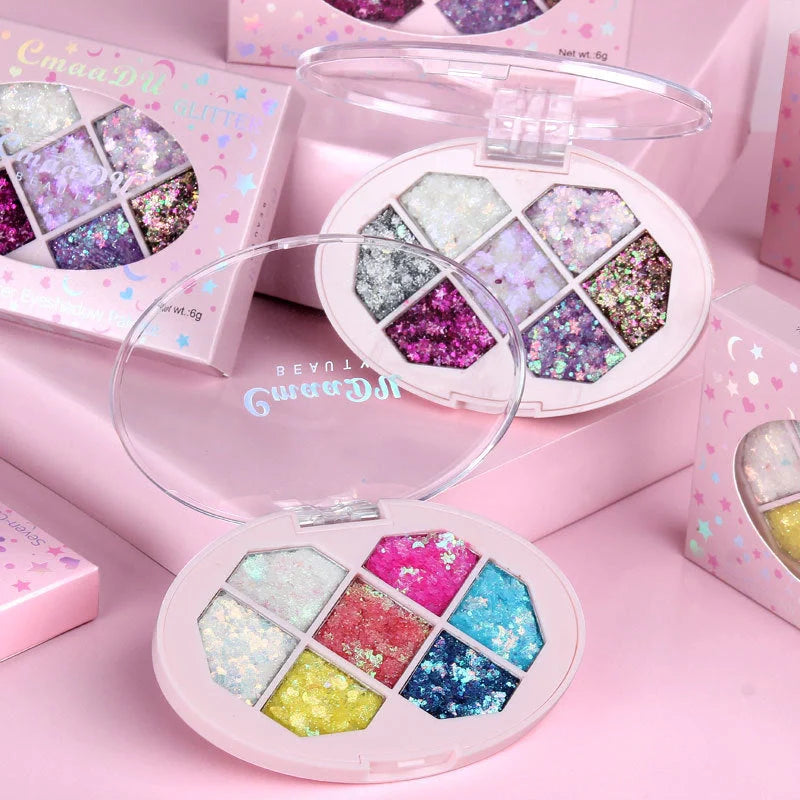 Festival cosmetic glitter eyeshadow in seven vibrant colours for face, body, and eye application