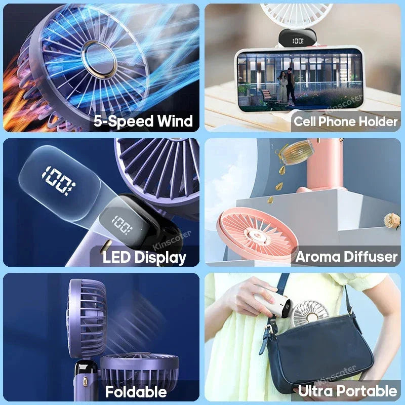 Powerful USB-rechargeable mini fan with foldable design, adjustable airflow, and long-lasting battery for cooling comfort anywhere