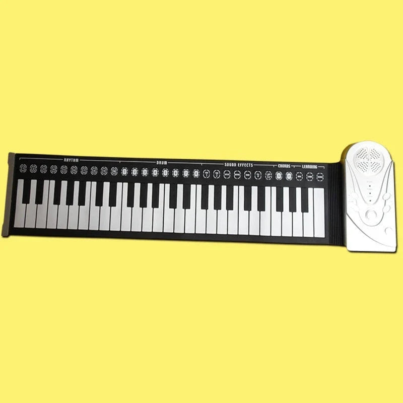 Portable 88-key digital roll-up piano with built-in speakers, rhythms, and sound effects for musical exploration