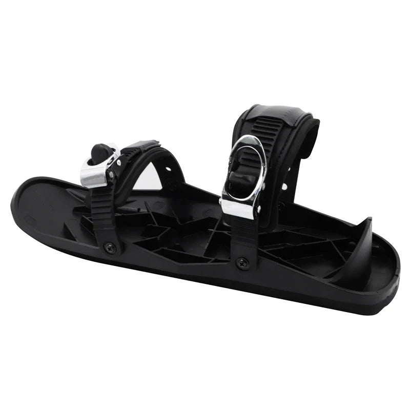 Black adjustable mini short ski skates for freestyle snowboarding