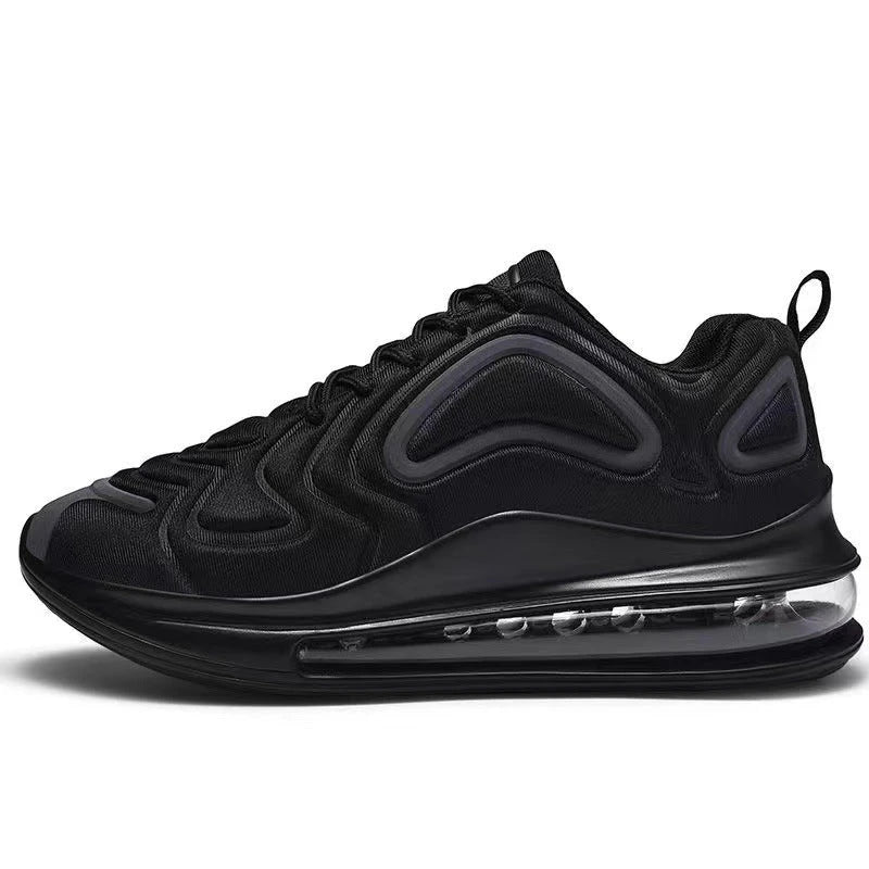 Comfortable black and red air cushion sneakers with lace-up closure for active men