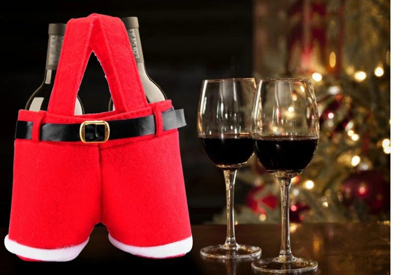 Festive Santa pants-shaped cloth gift bag in red, perfect for holding Christmas candies and small gifts