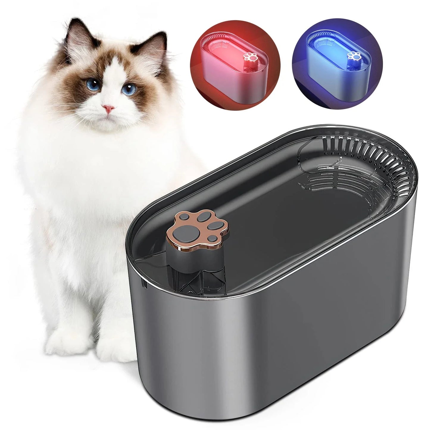 Quiet 3L Automatic Pet Water Fountain with LED Lights for Dogs and Cats - Premium Hydration Solution
