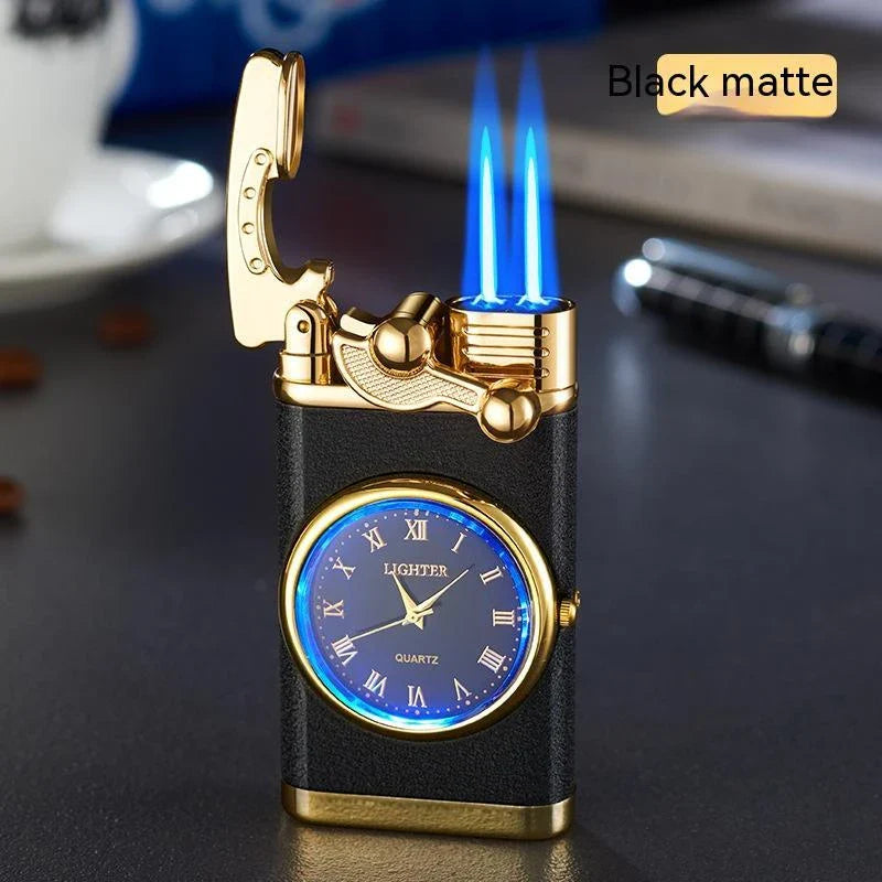 A versatile butane lighter watch with various color options and flame styles