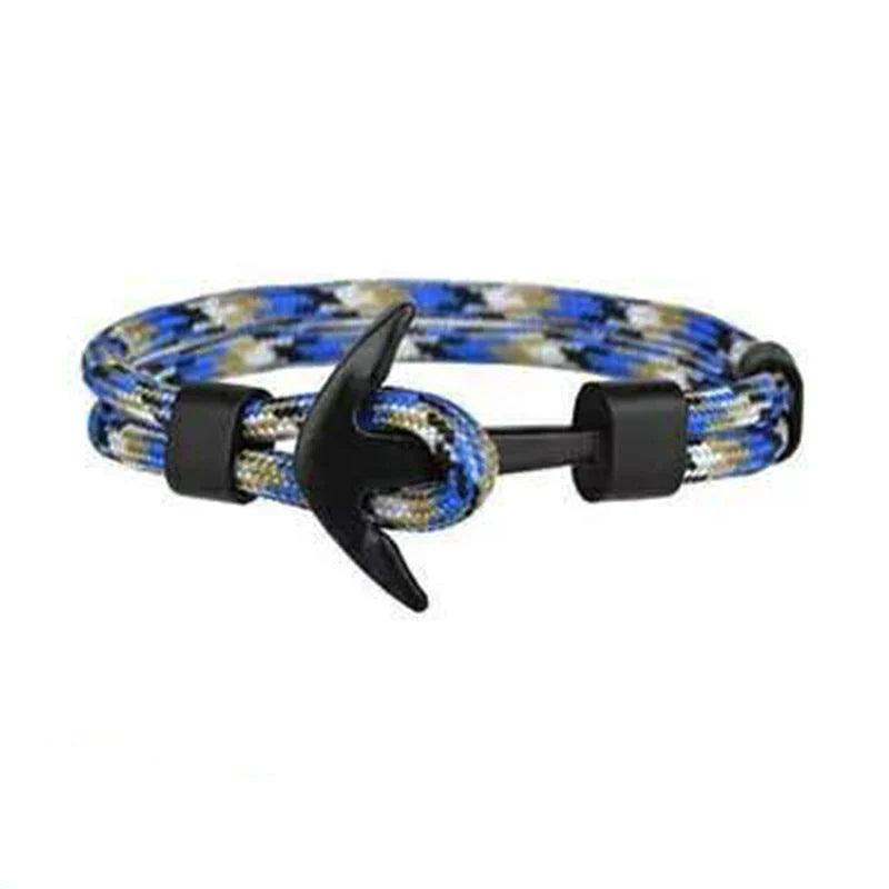 Anchor Bracelet featuring a nautical symbol on a cotton-linen rope
