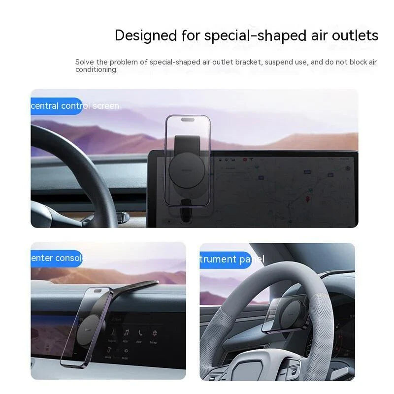 Magnetic Car Phone Mount with Wireless Charging - Adjustable, Secure Hands-Free Holder for Smartphone