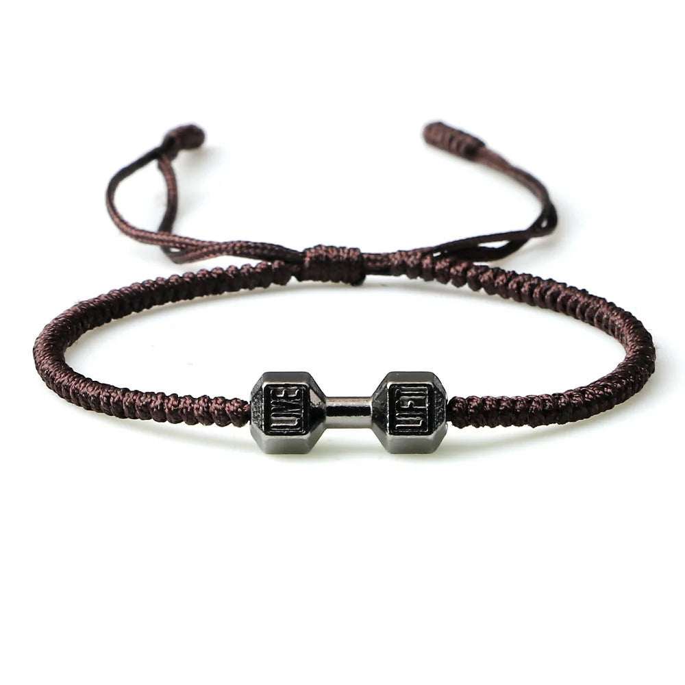 Stylish woven dumbbell alloy bracelet in various sophisticated colour options, showcasing the timeless British charm of this premium accessory.