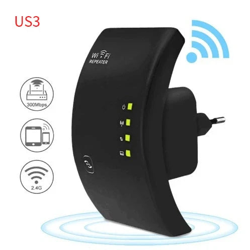 Dual-band WiFi repeater for enhancing wireless coverage and internet speeds in home or office