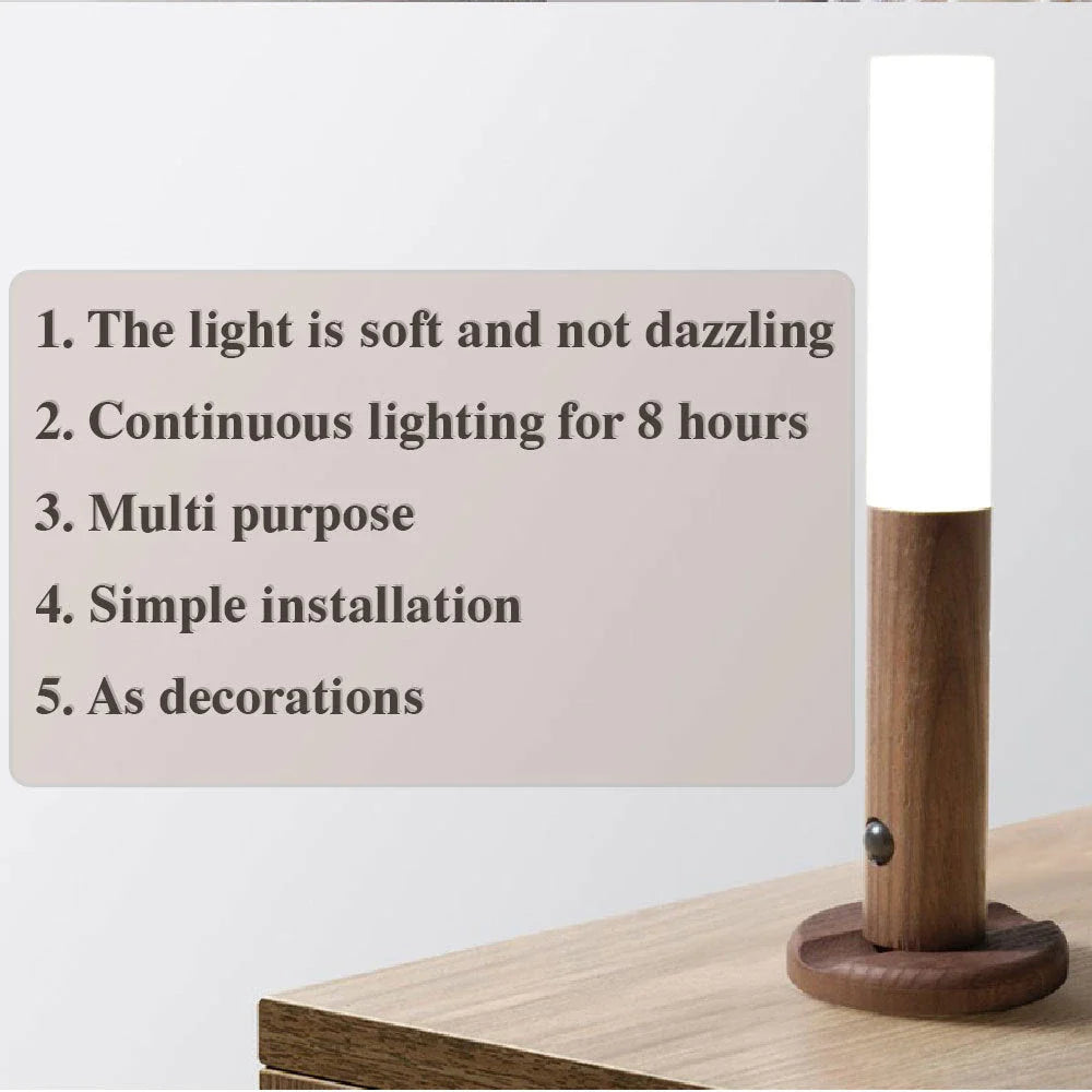 Cordless Magnetic LED Night Light with Motion Sensor for Hallways, Porches, and Cabinets