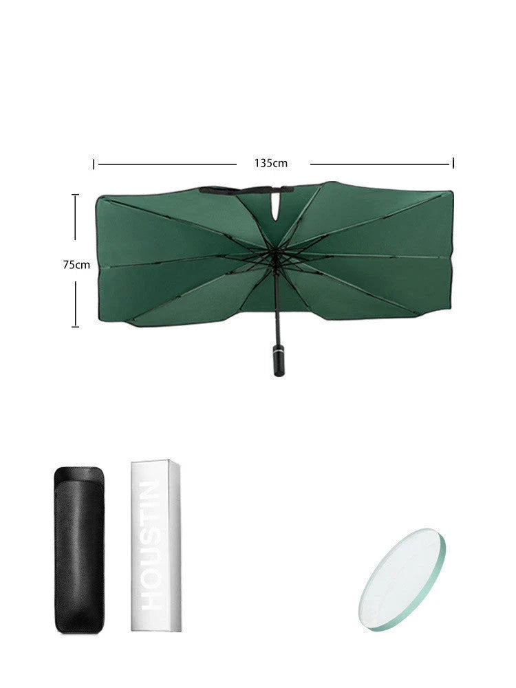 Compact and portable car sunshade with telescopic mechanism and full windshield coverage