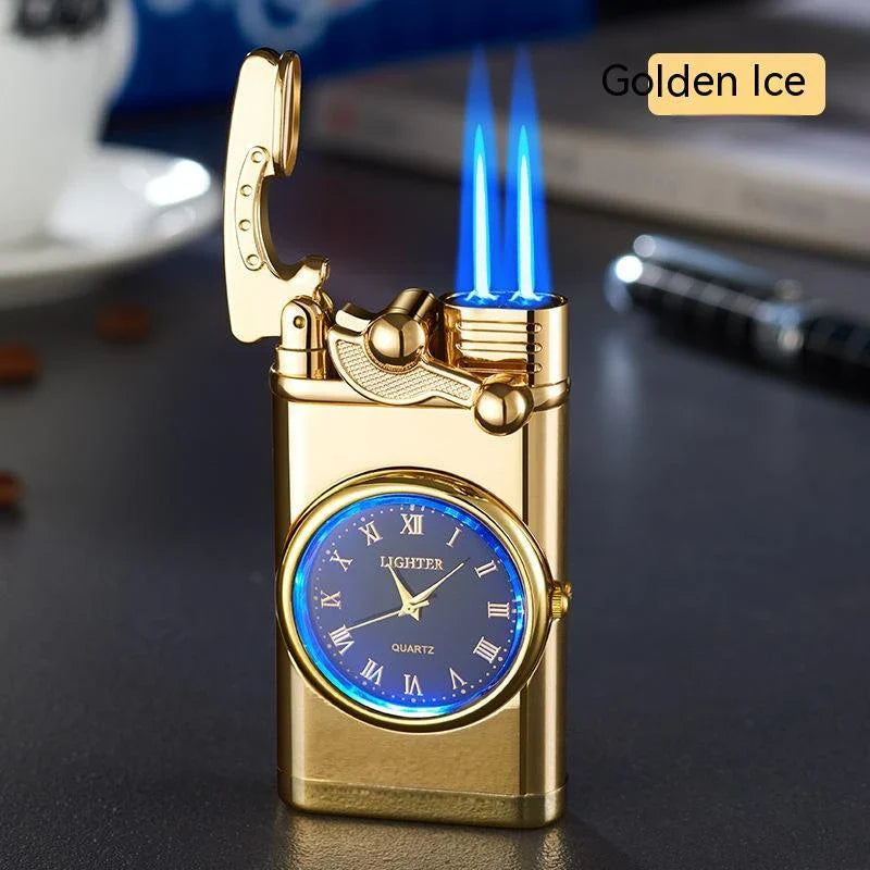 A versatile butane lighter watch with various color options and flame styles