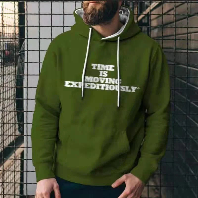 Men's casual solid colour hoodies with 3D print design