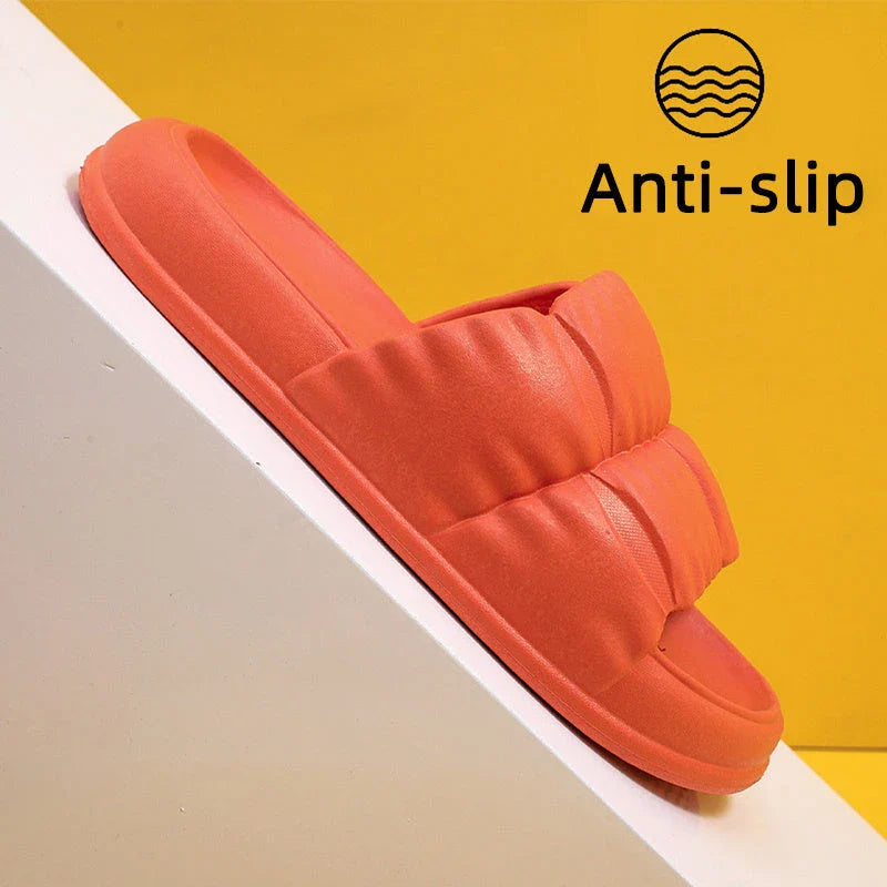 Plush Comfort Bathroom Slides in various vibrant colors, featuring soft EVA soles and water-resistant design