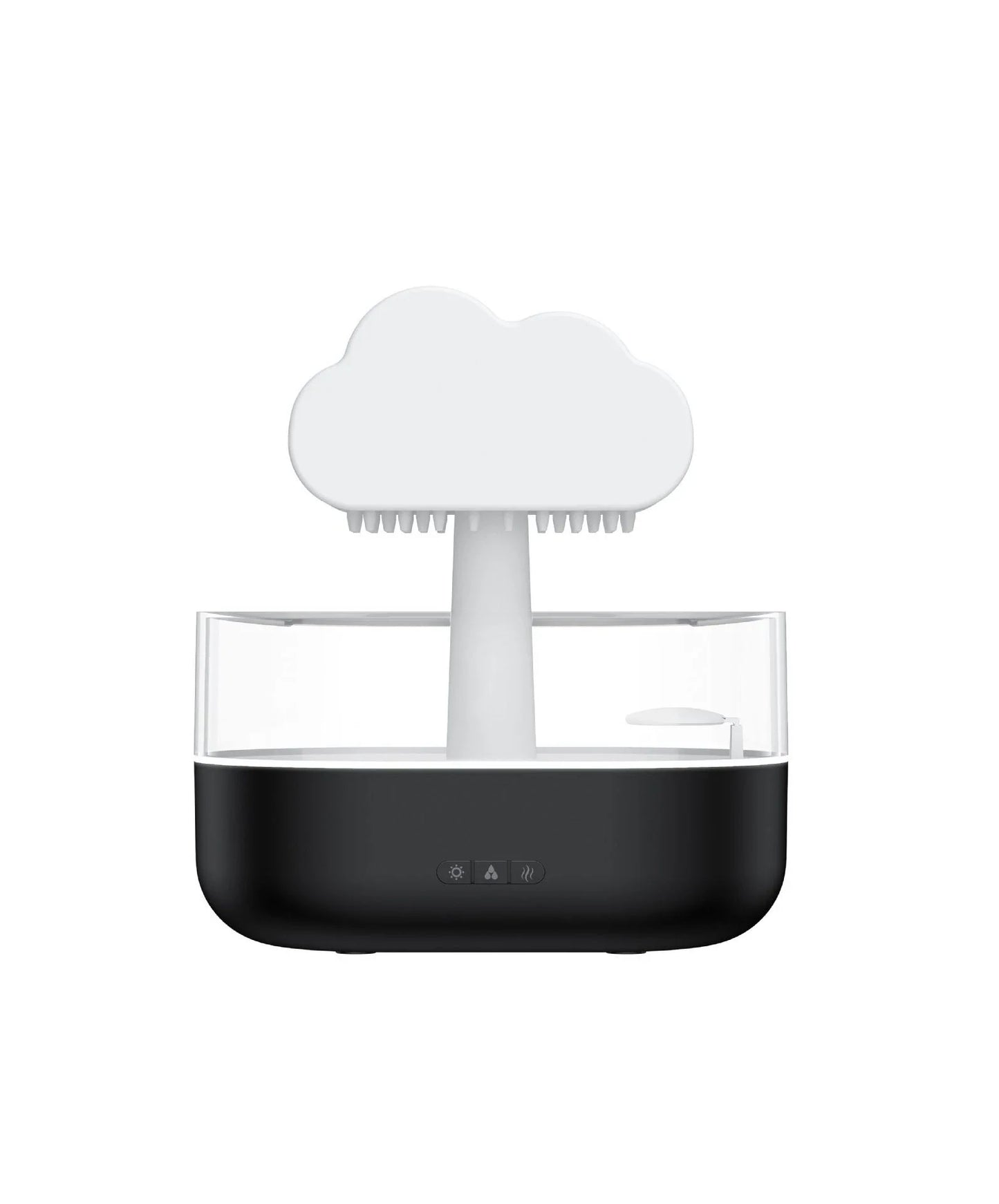 Stylish rain cloud-inspired humidifier with color-changing LED lights and essential oil diffuser for a relaxing and aromatic experience