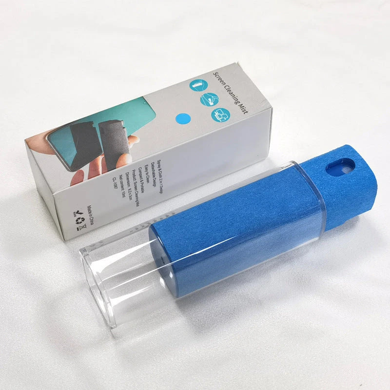 All-in-One Portable Screen Cleaner with Microfiber Wipe and Refillable Cleaning Solution