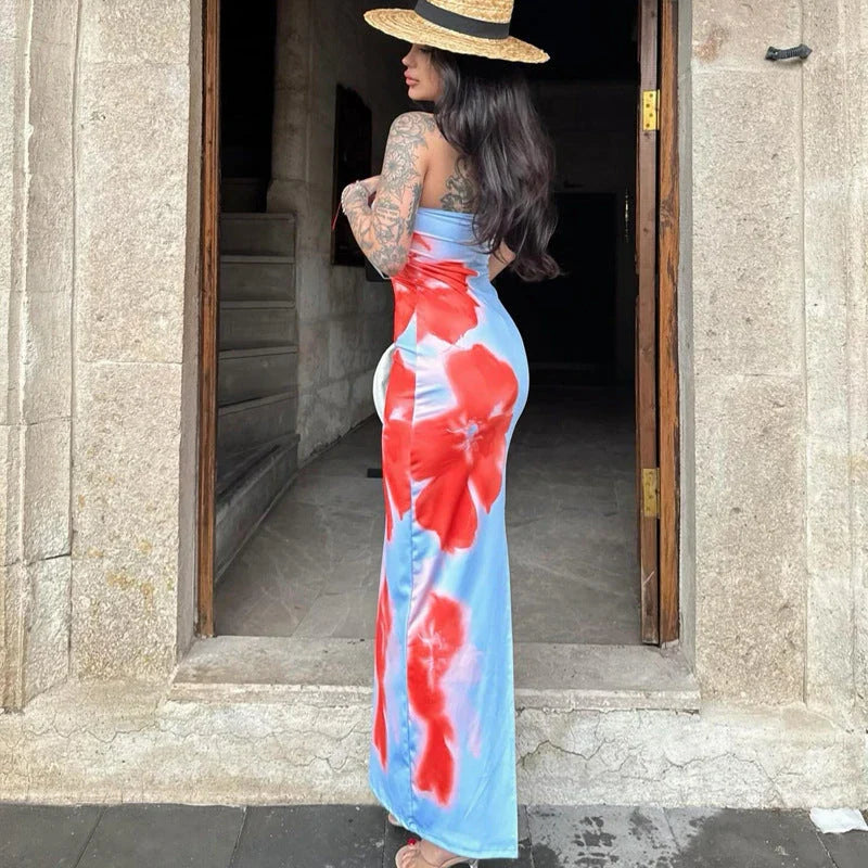 Stylish slit maxi dress in various colors, perfect for summer beach and party occasions