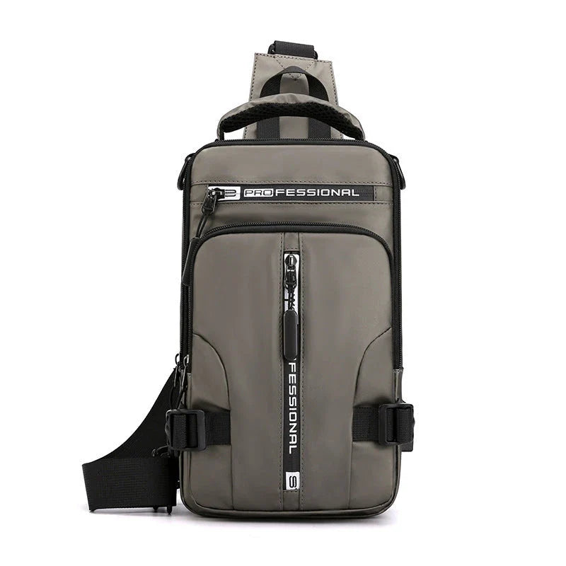 Versatile crossbody bag with multiple pockets and compartments, made of durable nylon for the modern, on-the-go gentleman