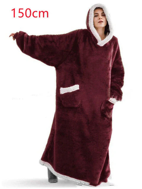 Comfy oversized TV hoodie blanket in various stylish colors, perfect for cozy movie nights and relaxation at home.