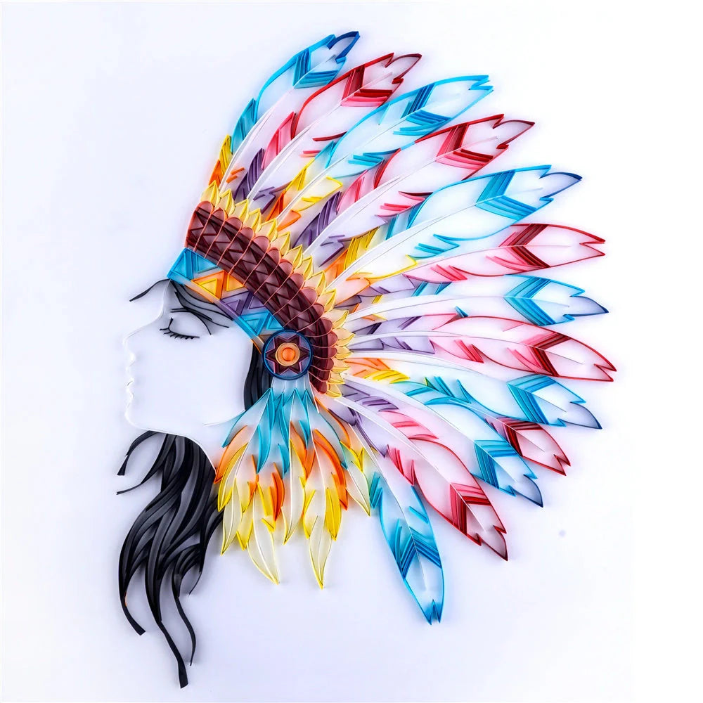 Handmade quilted paper painting craft kit with custom designs and tools included