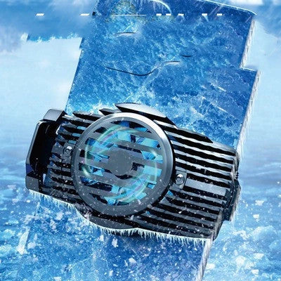 Powerful mobile phone cooling fan with dual cooling channels, ice porcelain, and aluminum alloy construction for seamless gaming performance