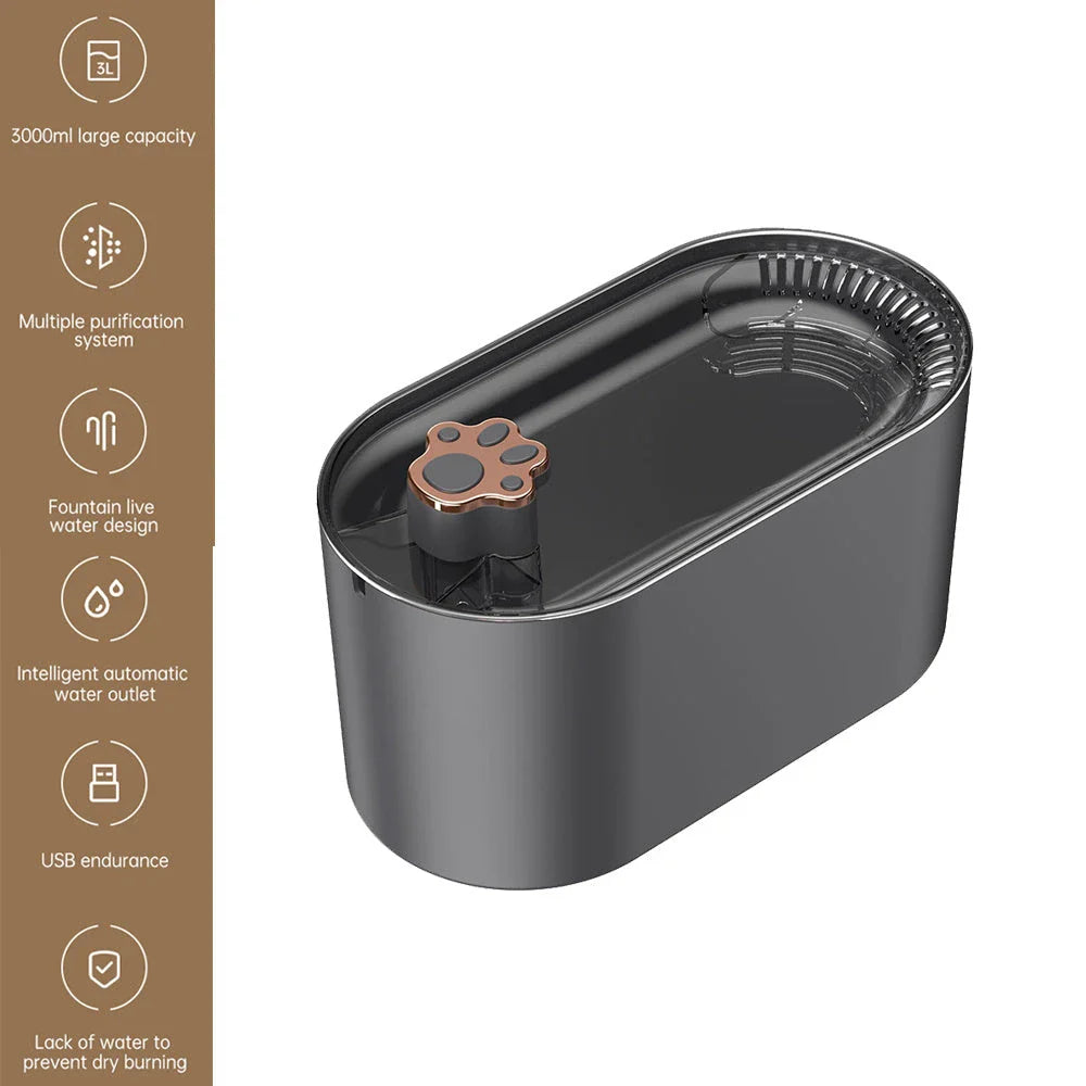 Quiet 3L Automatic Pet Water Fountain with LED Lights for Dogs and Cats - Premium Hydration Solution