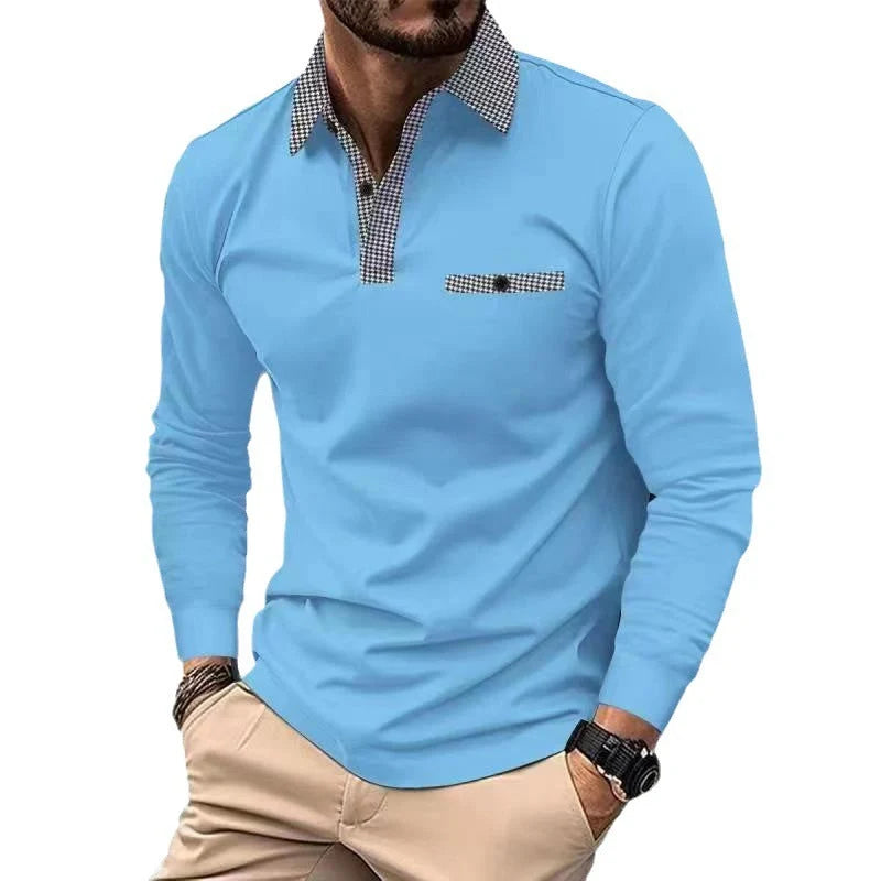 Men's plaid lapel polo shirt in various colours for leisure wear