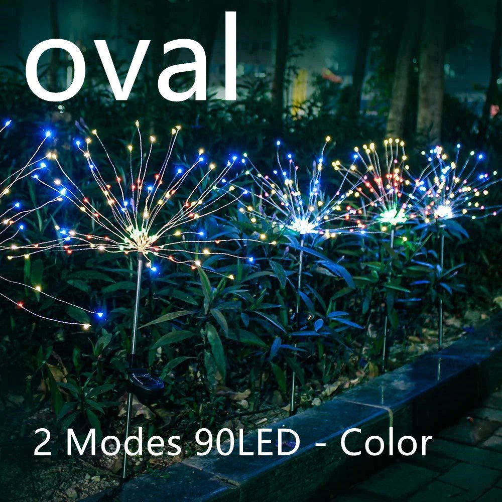 Radiant Solar-Powered Outdoor Fireworks Lights with dazzling LED display in various shapes and colours