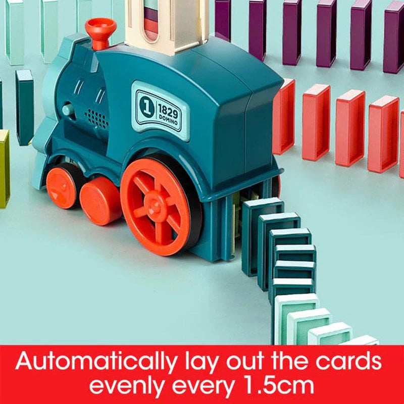Automatic Domino Train Toy - Motorized Building Set for Kids with Vibrant Colors and Sturdy Construction