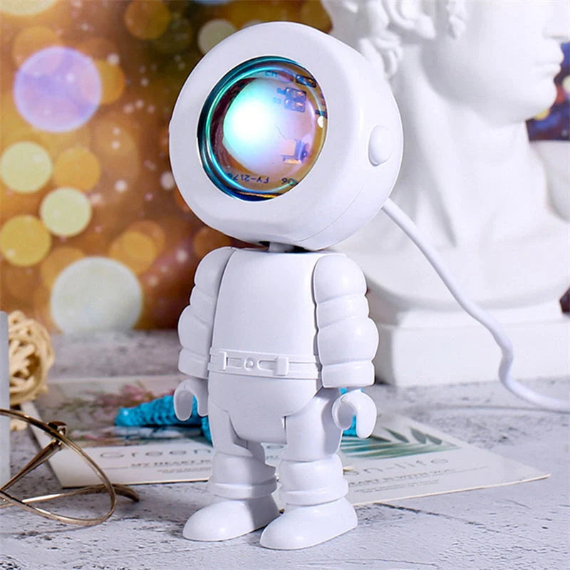 Rechargeable Astronaut Robot Rainbow Projection Sun Lamp with adjustable colours