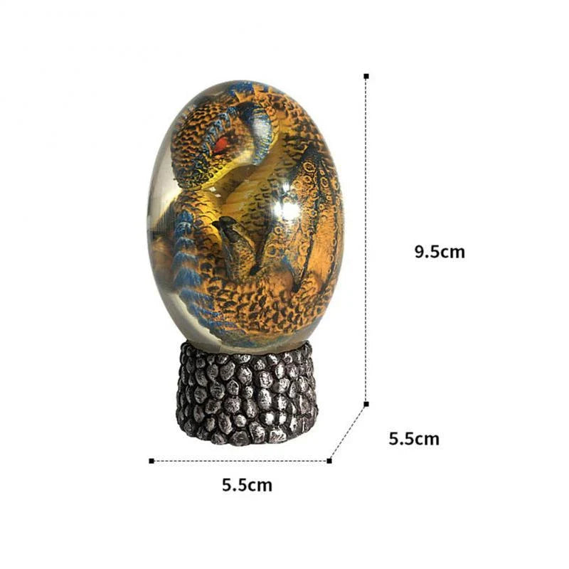 A crystal-clear resin dragon egg decor with a realistic 'lava dragon' design, perfect for fantasy and fossil enthusiasts.