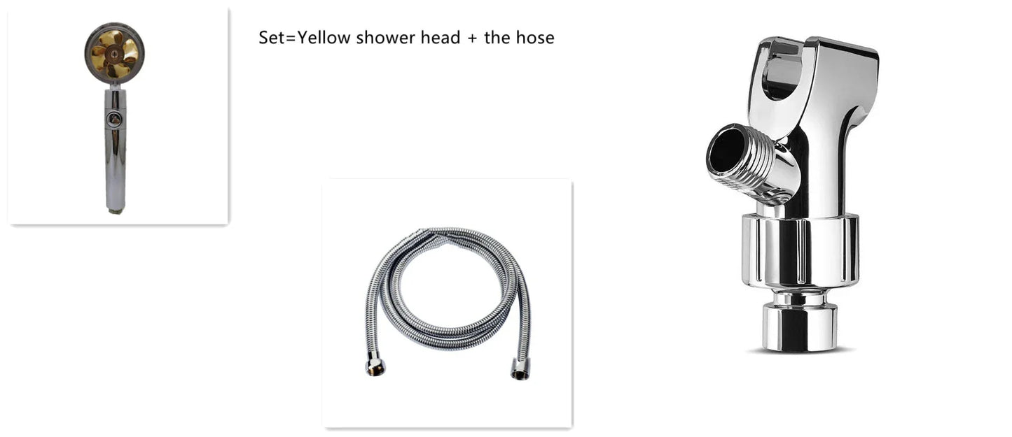 360-degree rotating high-pressure shower head with built-in fan and adjustable water spray