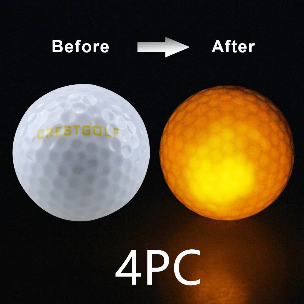 Luminous golf balls emitting a trail of light as they soar through the night sky, offering a captivating golfing experience.