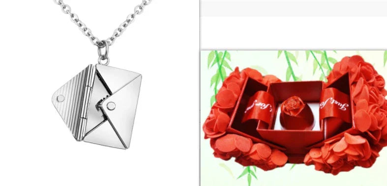 Elegant titanium steel envelope pendant necklace with adjustable chain, versatile for any occasion