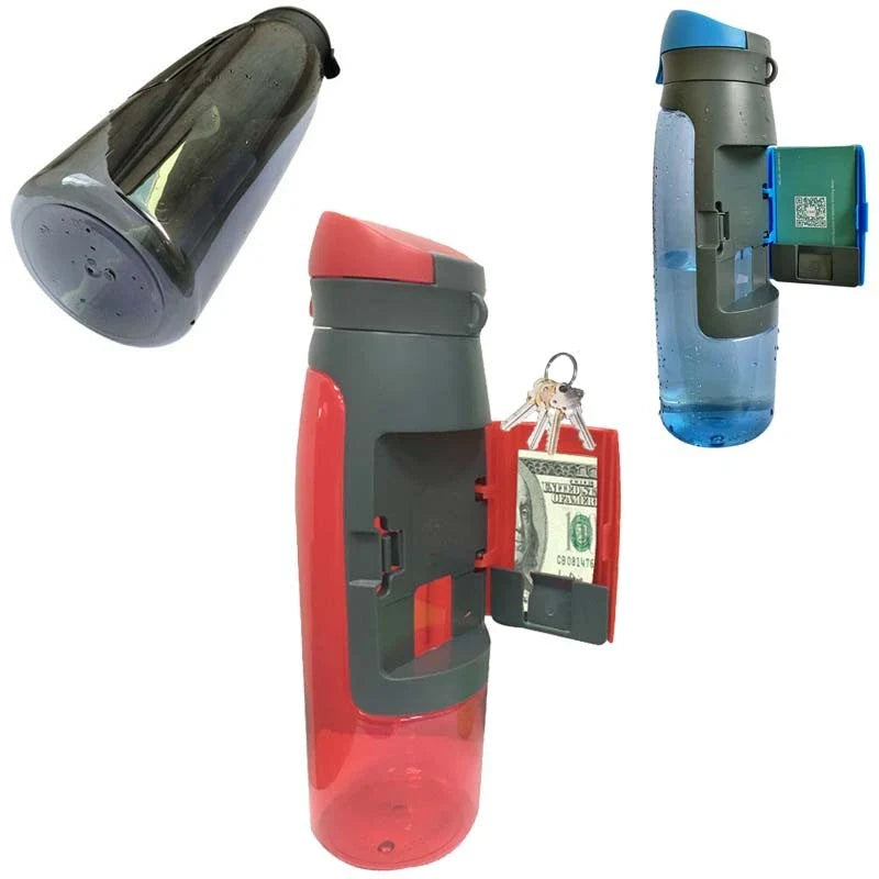 Secure Stash Water Bottle with hidden compartment for storing valuables, perfect for commuting, travel, and outdoor activities